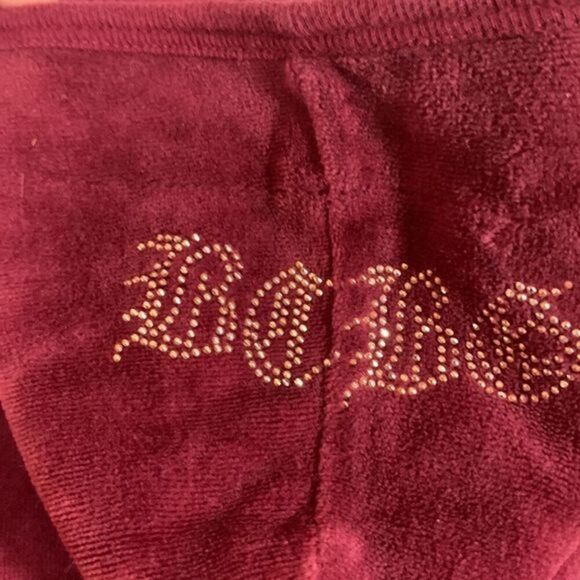 BCBG MaxAzria Vintage Red Velvet Zip-Up Sweater - Picture 6 of 9